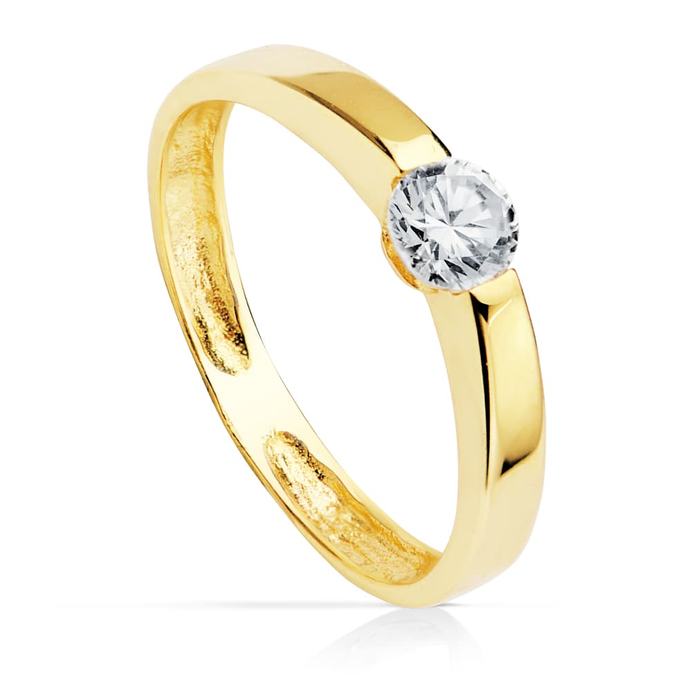18K hvidguld Zircon Solitaire Ring