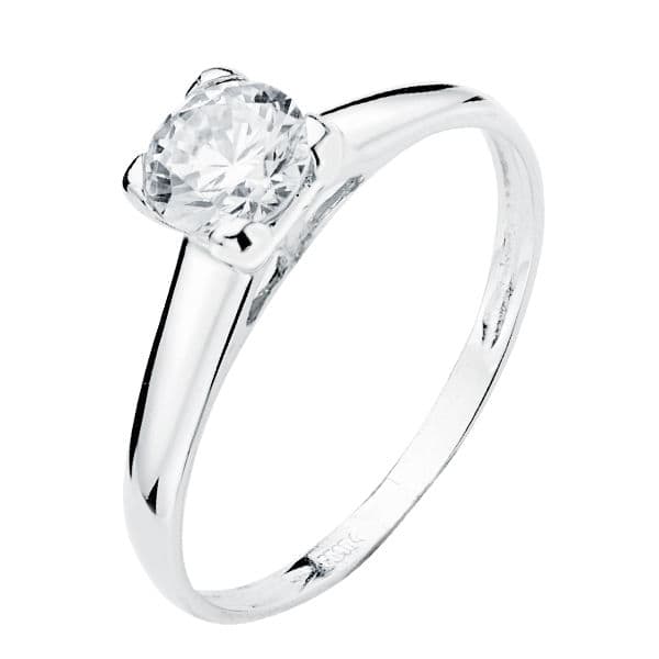 18K gult gull Zircon Solitaire Ring