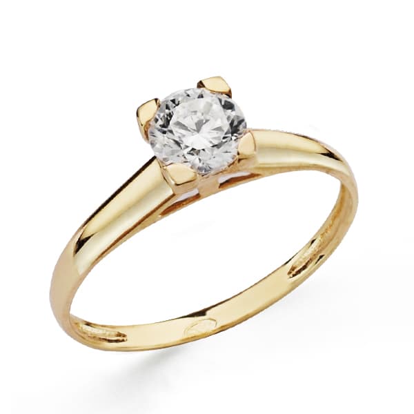 18K gul guld zirkon solitaire ring