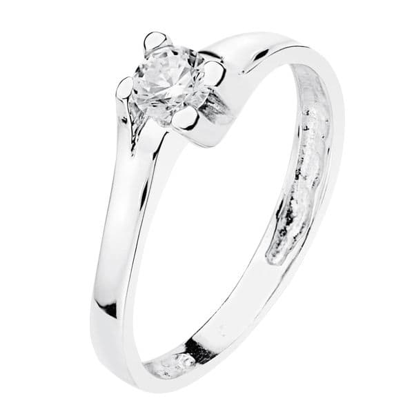 18K Bague Solitaire Zircon en Or 5.00 mm