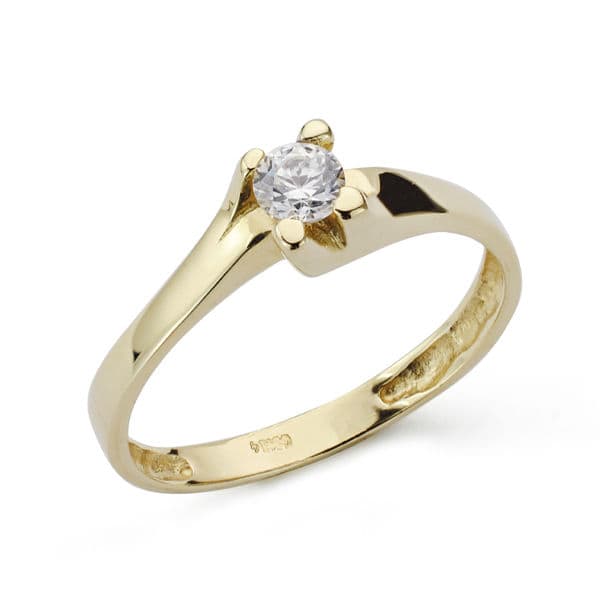 18K Guld Zirkon Solitaire Ring 5,00 mm