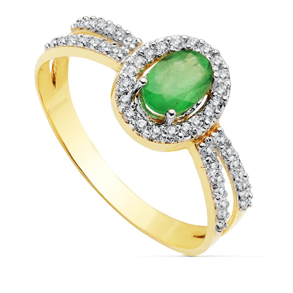 Anillo Oro Bicolor Circonitas 6X4MM