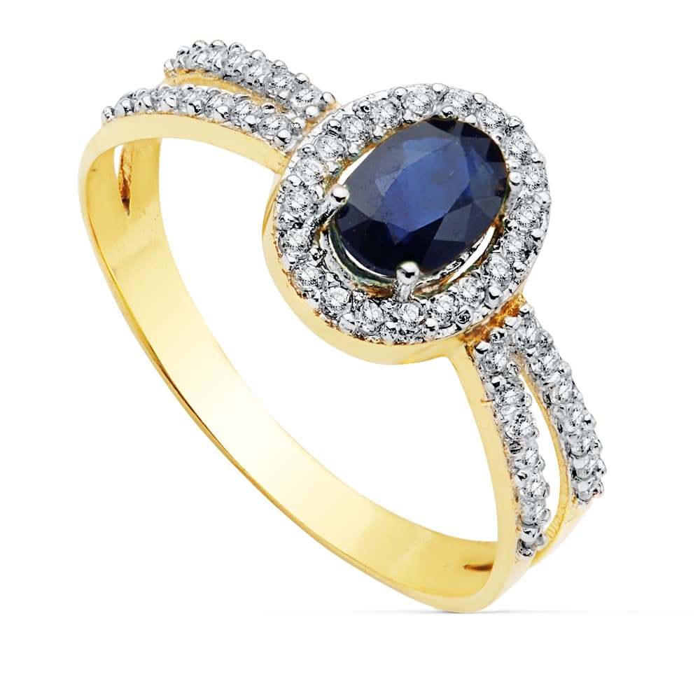 18K tofarvet guld zirkonring 6X4MM