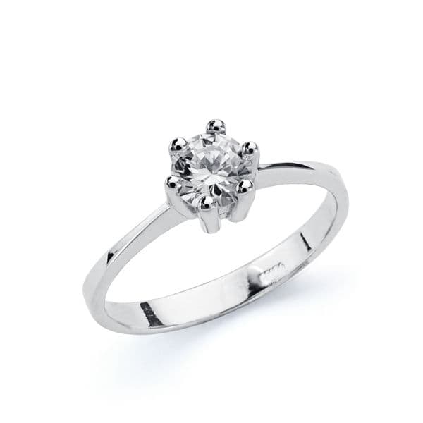 18K hvidguld Solitaire Zirkon 4,5 mm