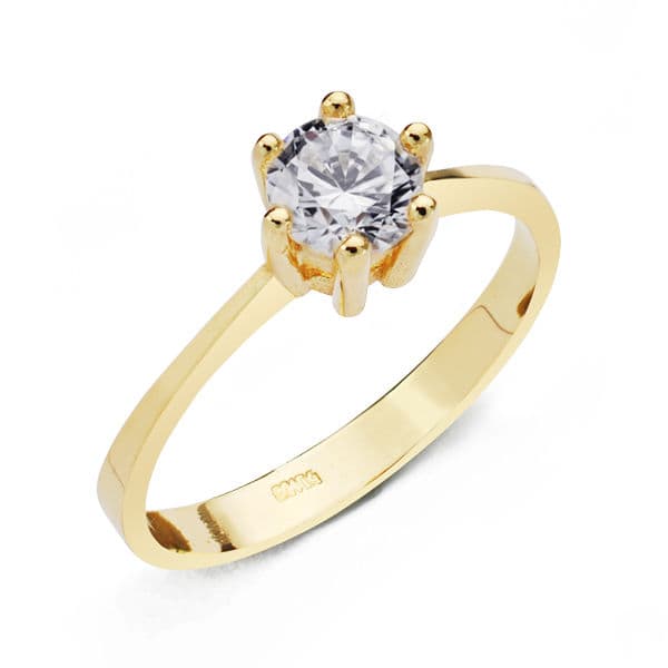 18K gul guld zirkon solitaire ring