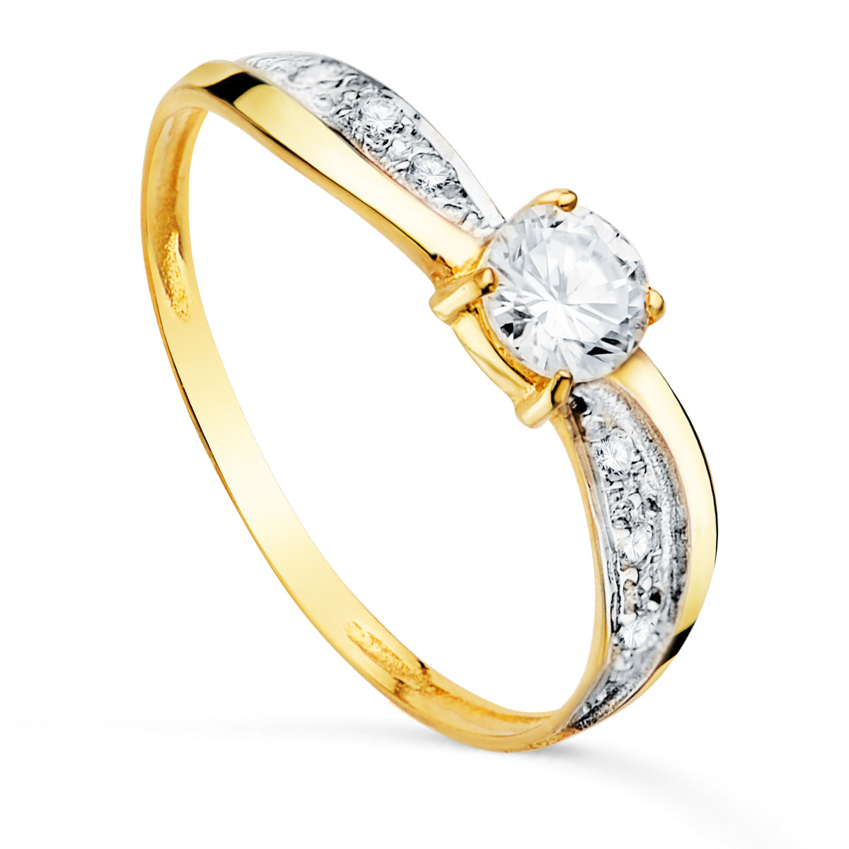 18K Gul Guld Zirkon Ring 4,00 mm