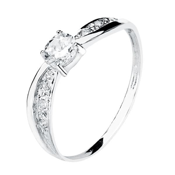 18K hvidguld Solitaire Zirkon 4 mm