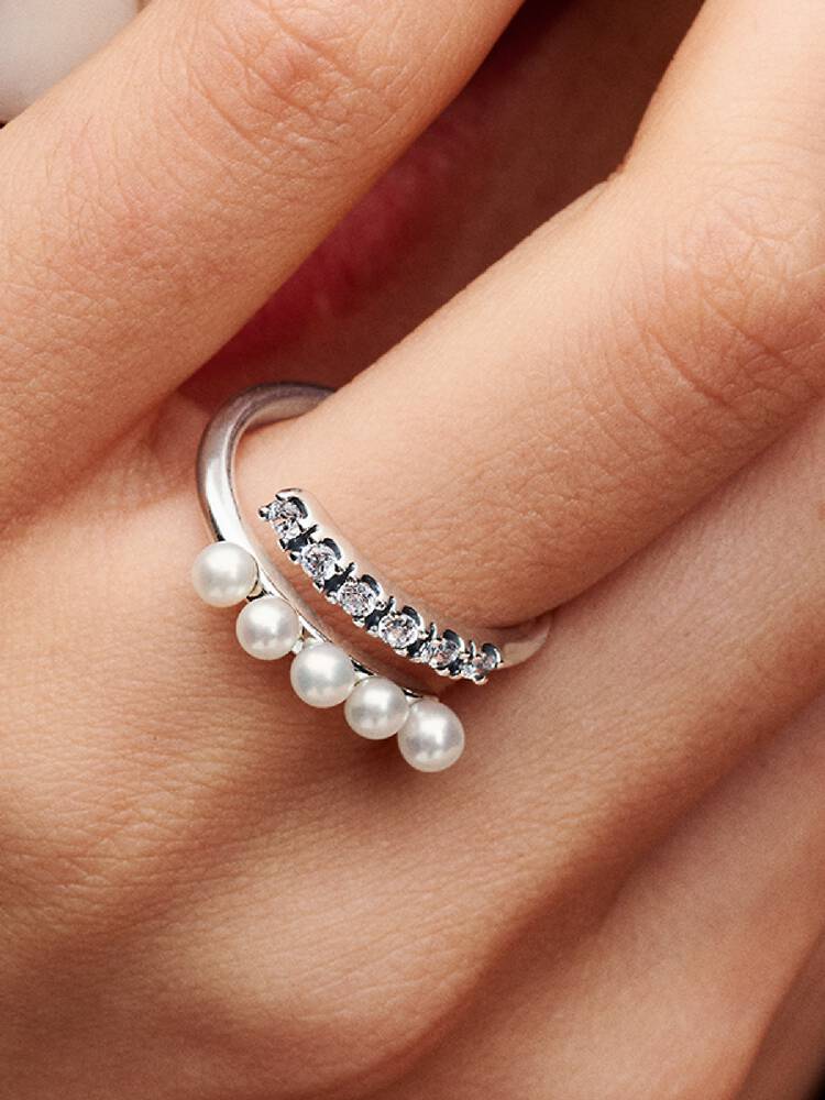 Prsten Pandora - Sladkovodní kultivované perly Open Pavé Treated | 193145C01