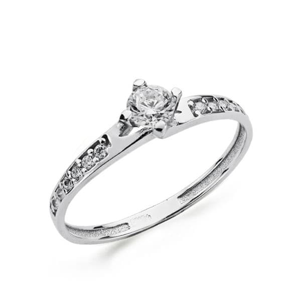 18K hvidguld Zircon Solitaire Ring