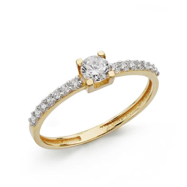 18K guld zirkon solitaire ring