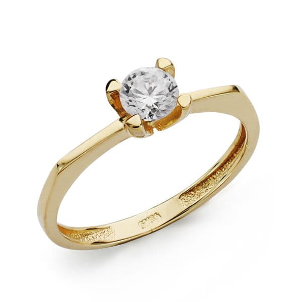 18K guld zirkon solitaire ring