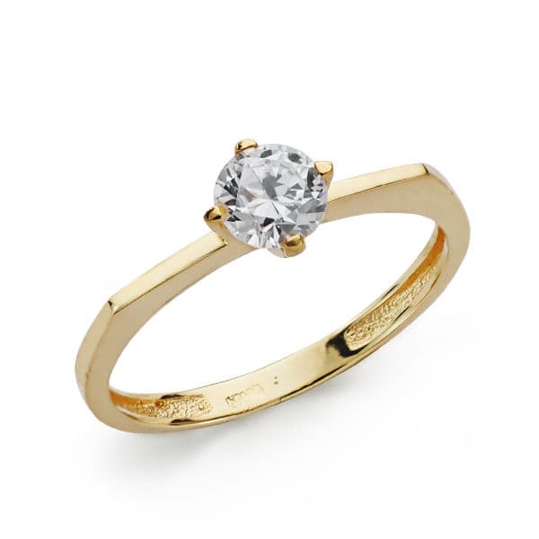 18K gult guld zirkon Solitaire Ring