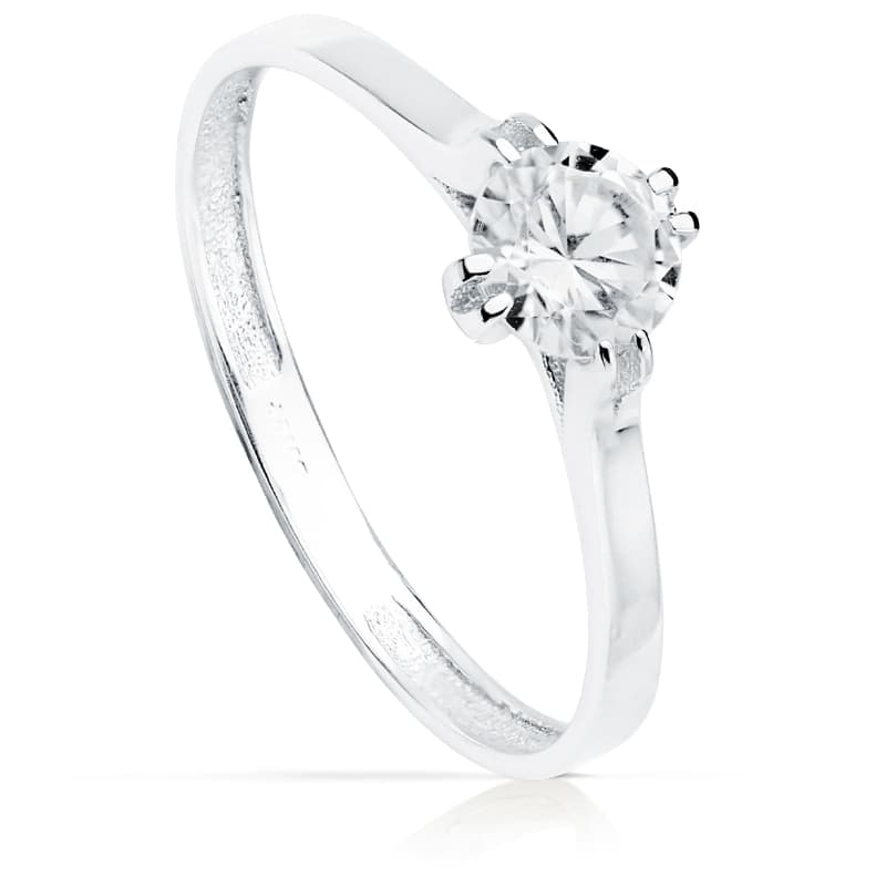 18K Vitguld Solitaire Zirkon 5 mm