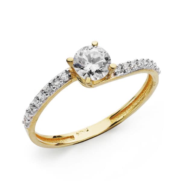 18K guld zirkon solitaire ring