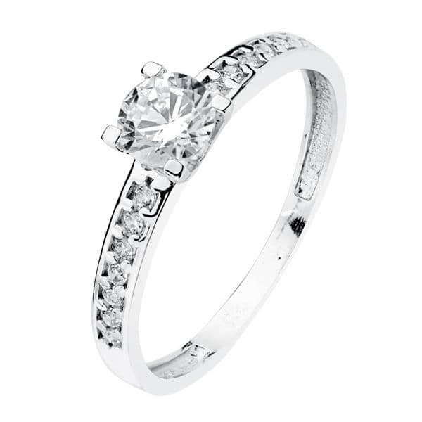 18K vitguld Zircon Solitaire Ring