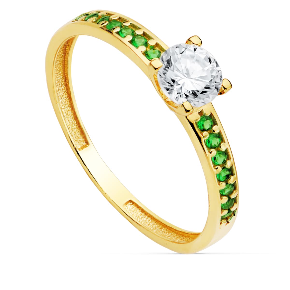 18K gul guld og zirkoner 4 kløer ring