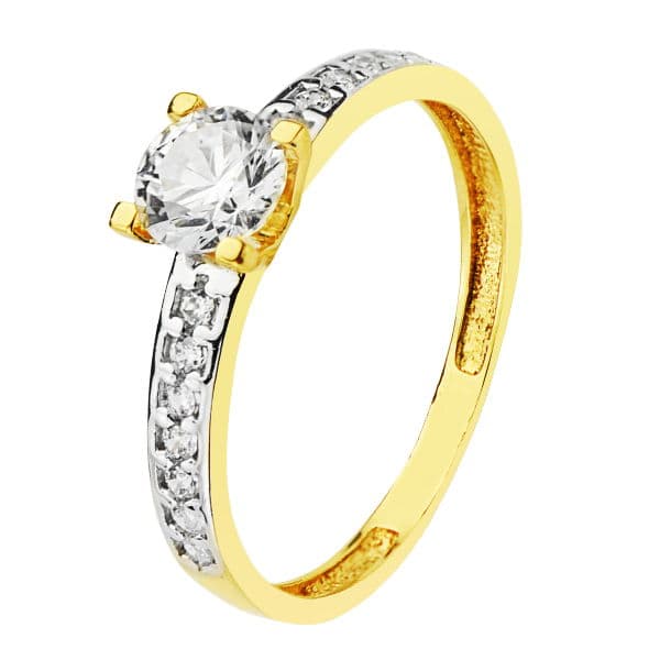 18K vitguld Zircon Solitaire Ring