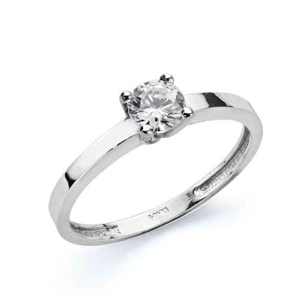 18K Vitguld Zirkon Solitaire Ring 3,40 mm