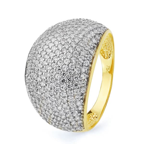 Anel em ouro bicolor 18K e zircônias