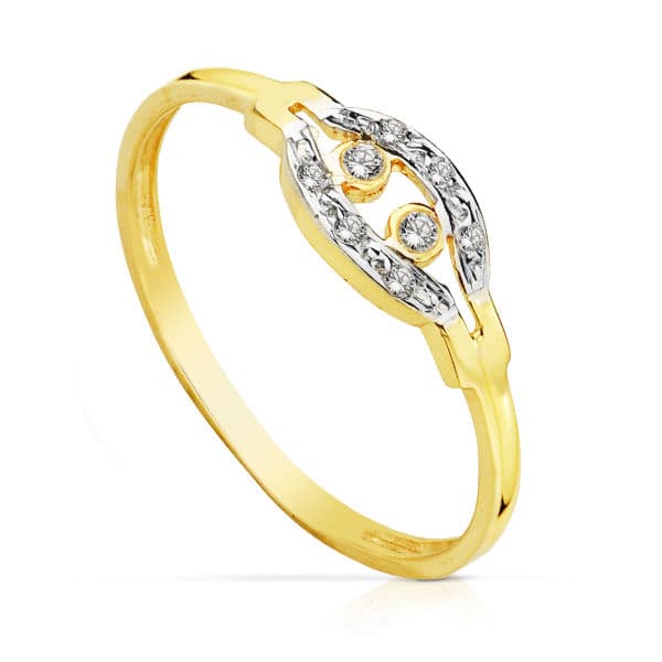 Anillo Oro Bicolor Circonitas 18K