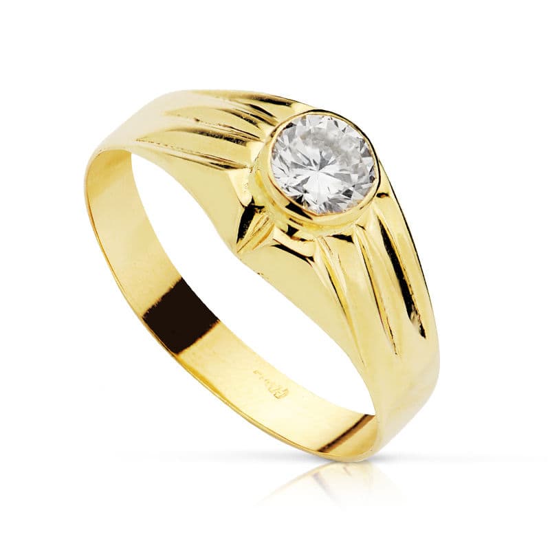 18K Yellow Gold Solitaire Ring