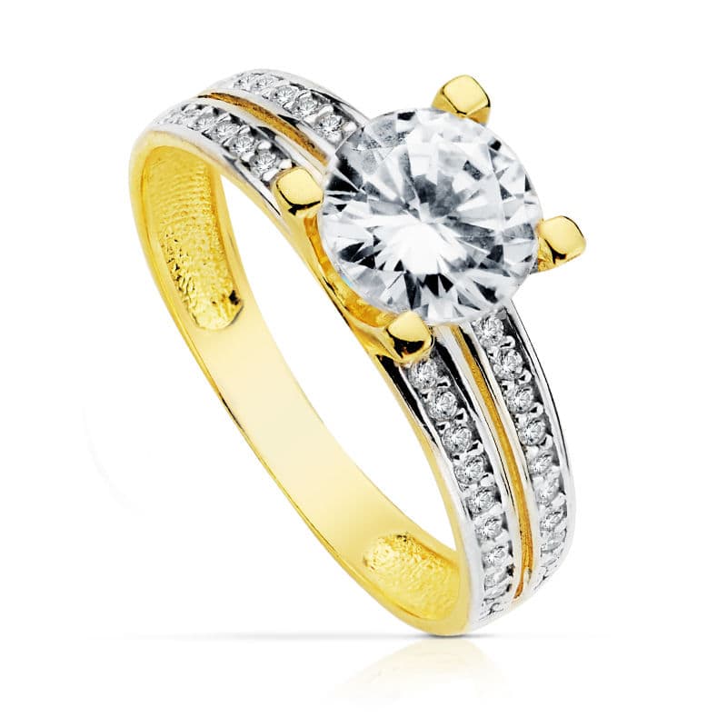 Anillo Solitario Con Circonitas En Oro Amarillo De 18 Quilates 7.00 36-P