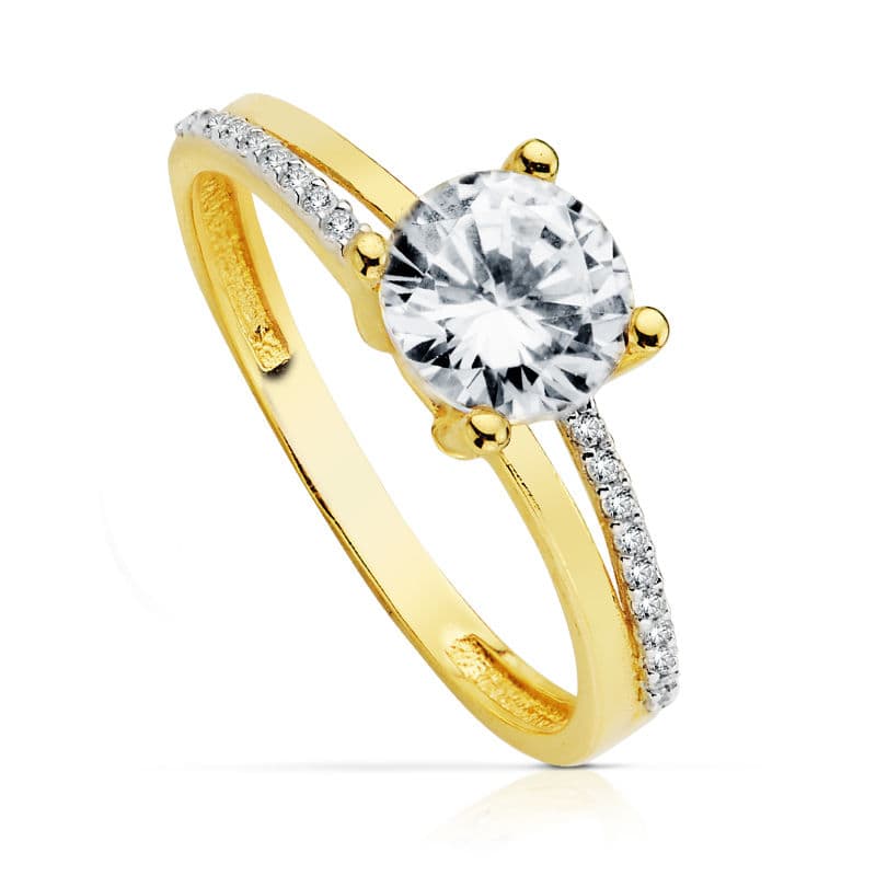 18K Yellow Gold Zircon Solitaire Ring 7.00 20-P