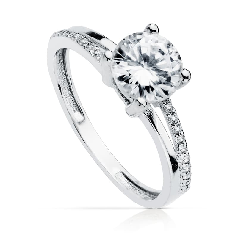 18K vitguld Zircon Solitaire Ring 7mm