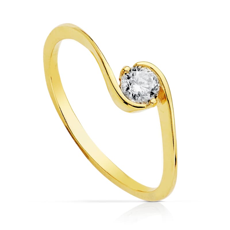 18K Gulguld Zirkon Solitaire Ring 4,00 mm