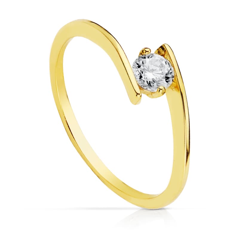 18K Gul Guld Zirkon Solitaire Ring 4,00 mm