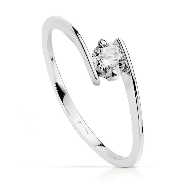 18K hvidguld Zircon Solitaire Ring 4mm