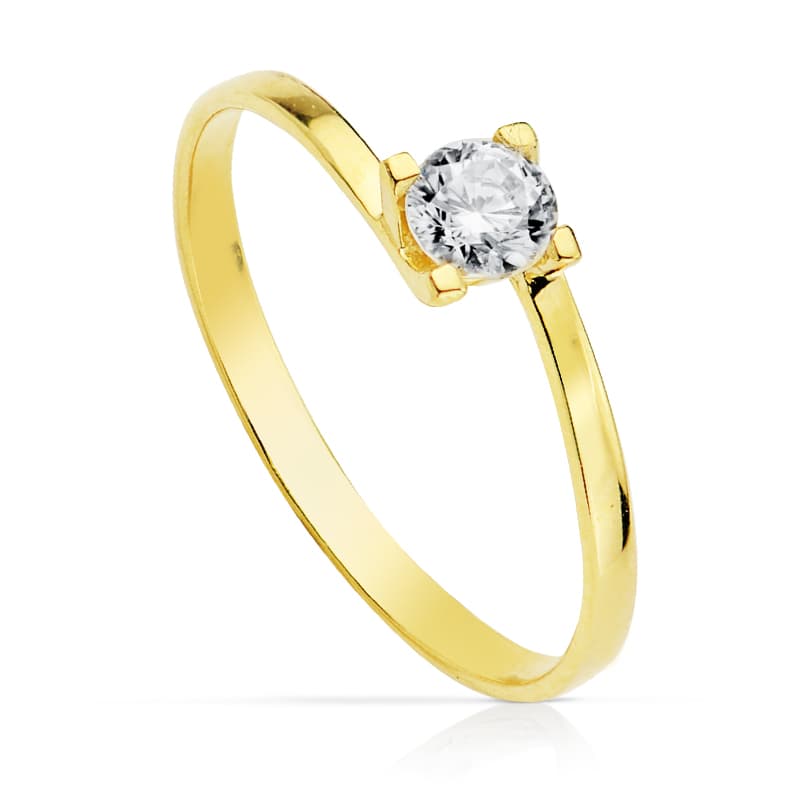 18K Gul Guld Zirkon Solitaire Ring 4,00 mm