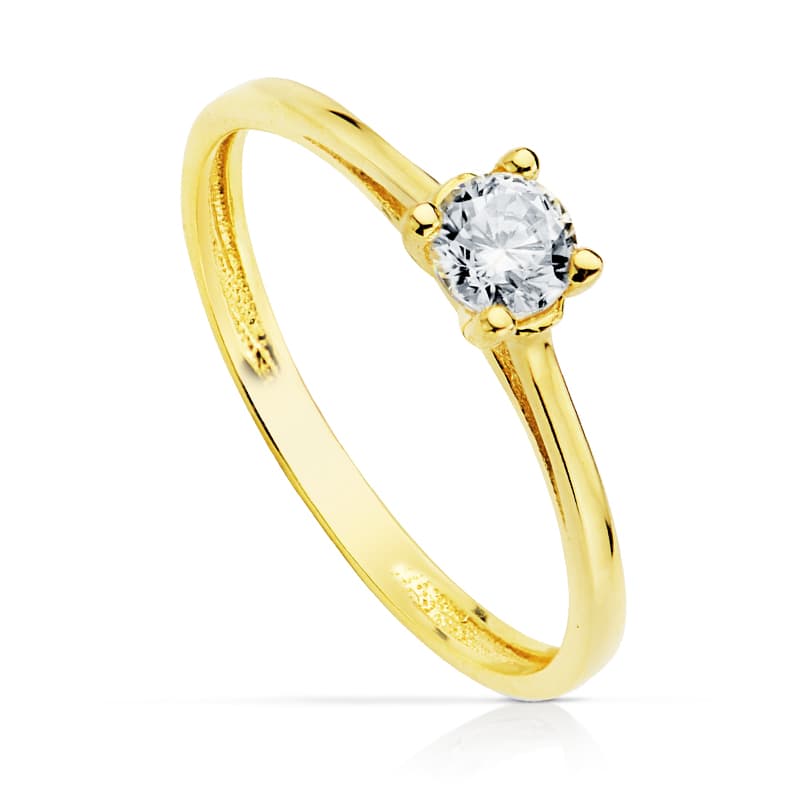 18K Gul Guld Zirkon Solitaire Ring 4,00 mm