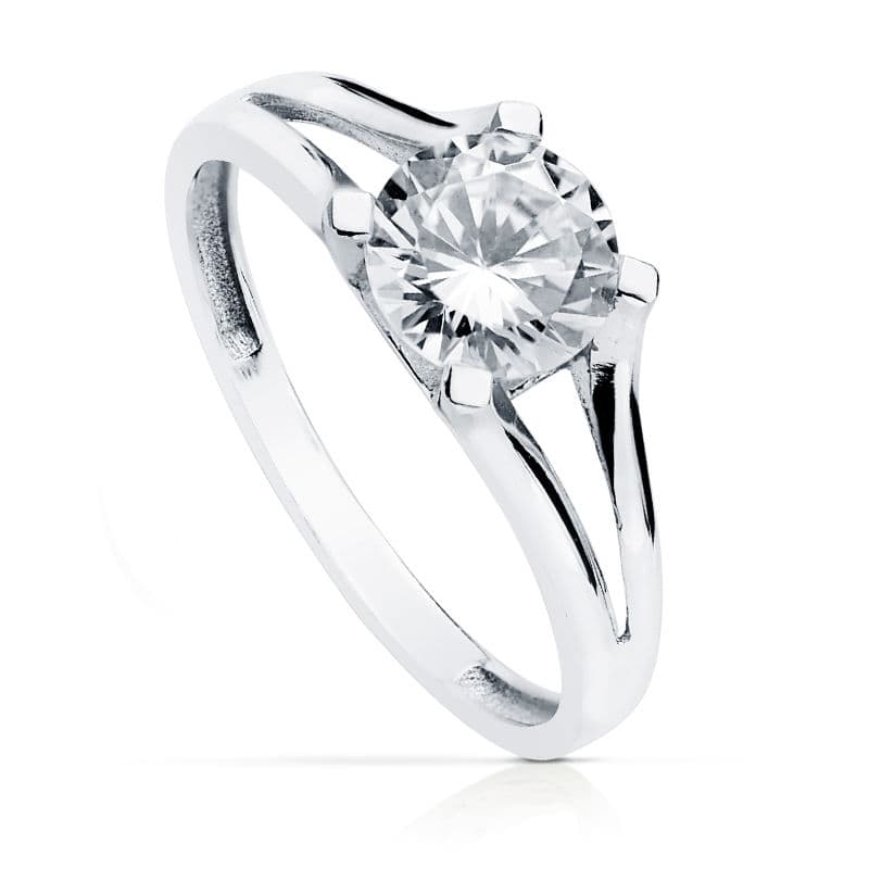 Solitaire Ouvert en Or Blanc 9K avec Zircone 7 mm