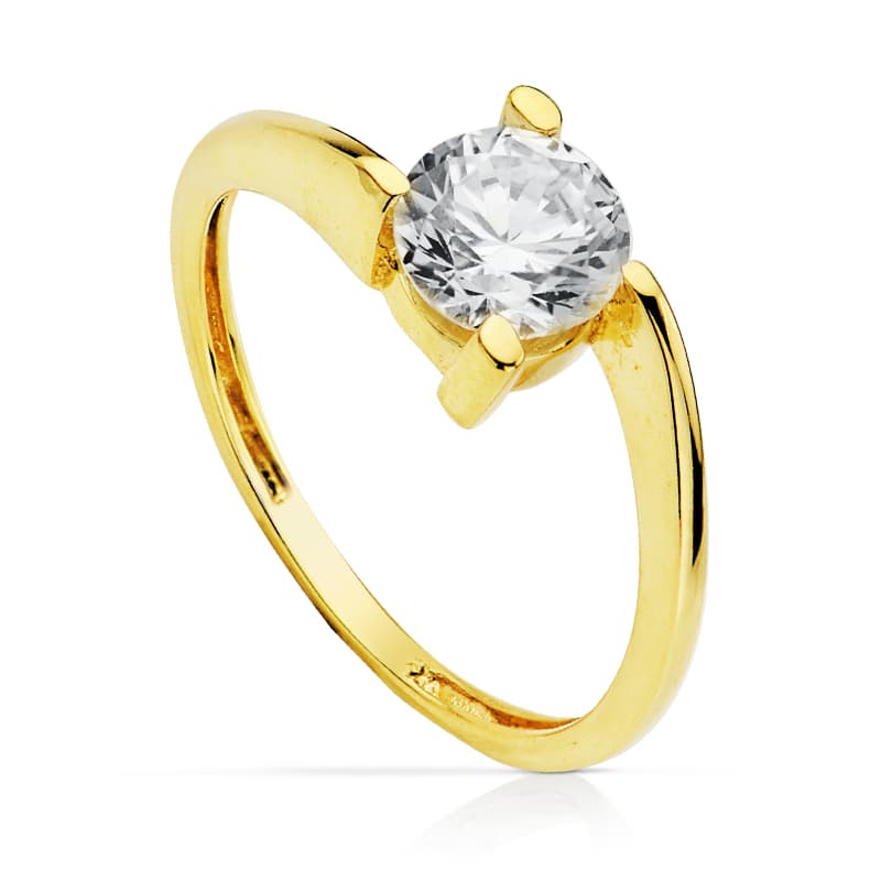 18K Guld Guld Zirkon Solitaire Ring 6,50 mm