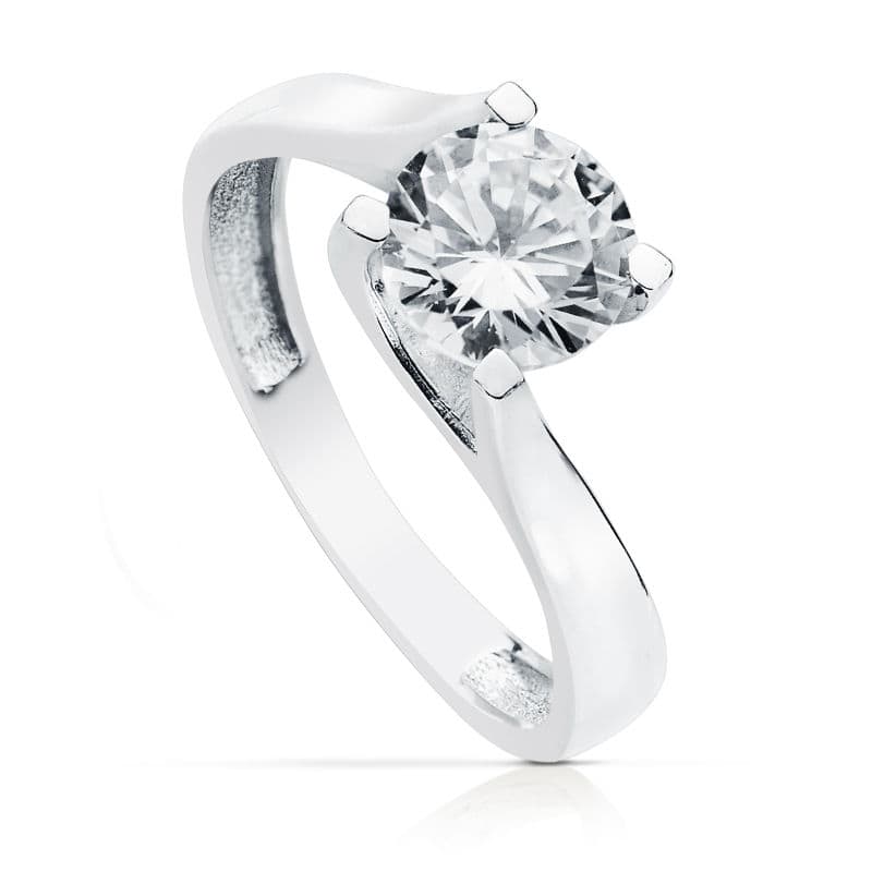 18K Vitguld Zircon Solitaire Ring 7,00 mm