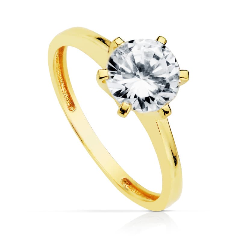 18K Gulguld Zirkon Solitaire Ring 7,00 mm