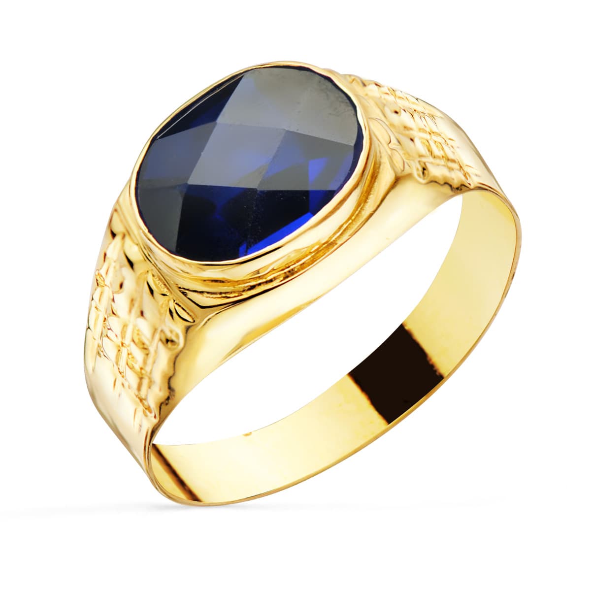 18K Zircon Cadet Diamond Signet Ring in Gold 10X 8 mm