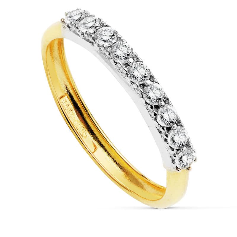 Tvåfärgad zirkonring i 18K guld