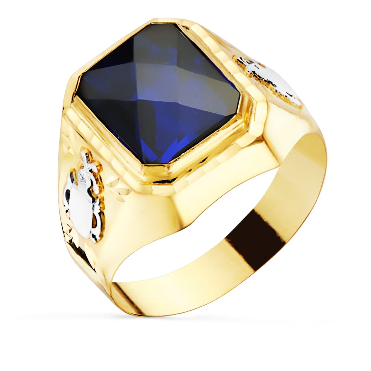 18 K gul guld Zircon Spinel Mænds Signet Ring