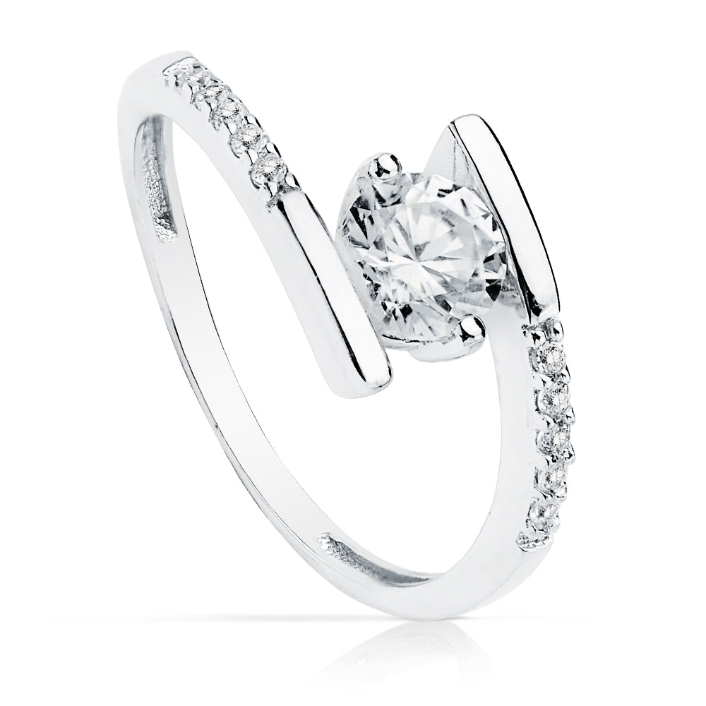 18K Guld Guld Zirkon Solitaire Ring 5,5 mm 10-P
