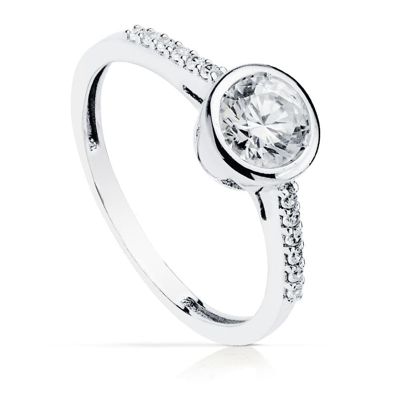 18K Vitguld Zirkon Solitaire Ring 5,5 mm