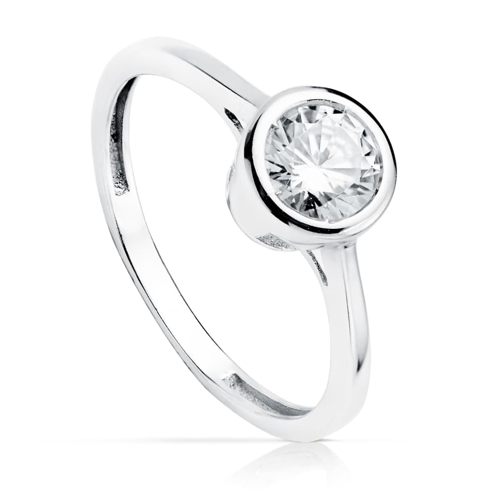 18K Vitguld Zirkon Solitaire Ring 5,50 mm