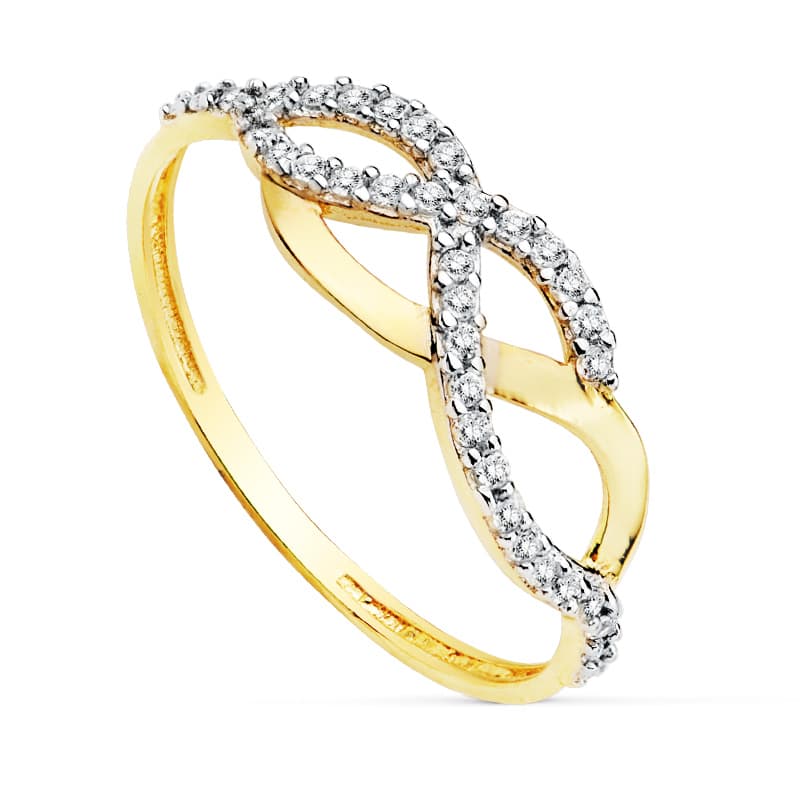 18K Two-Tone Gold Zircon Ring