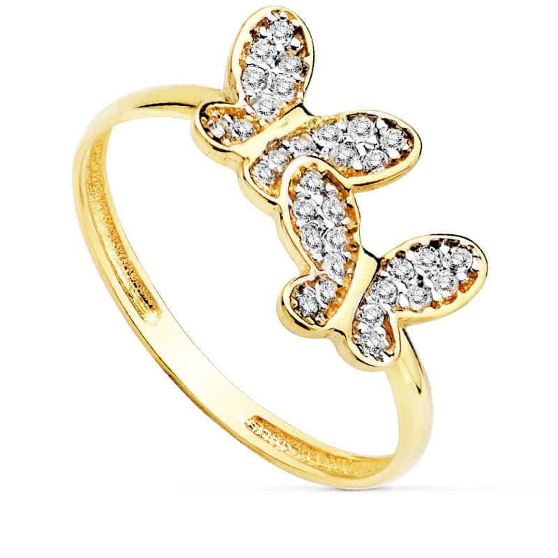 18K guld sommerfugle ring