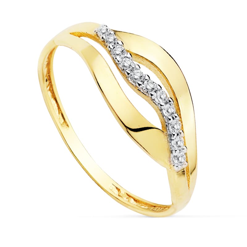 18K Bague Zircon en Or