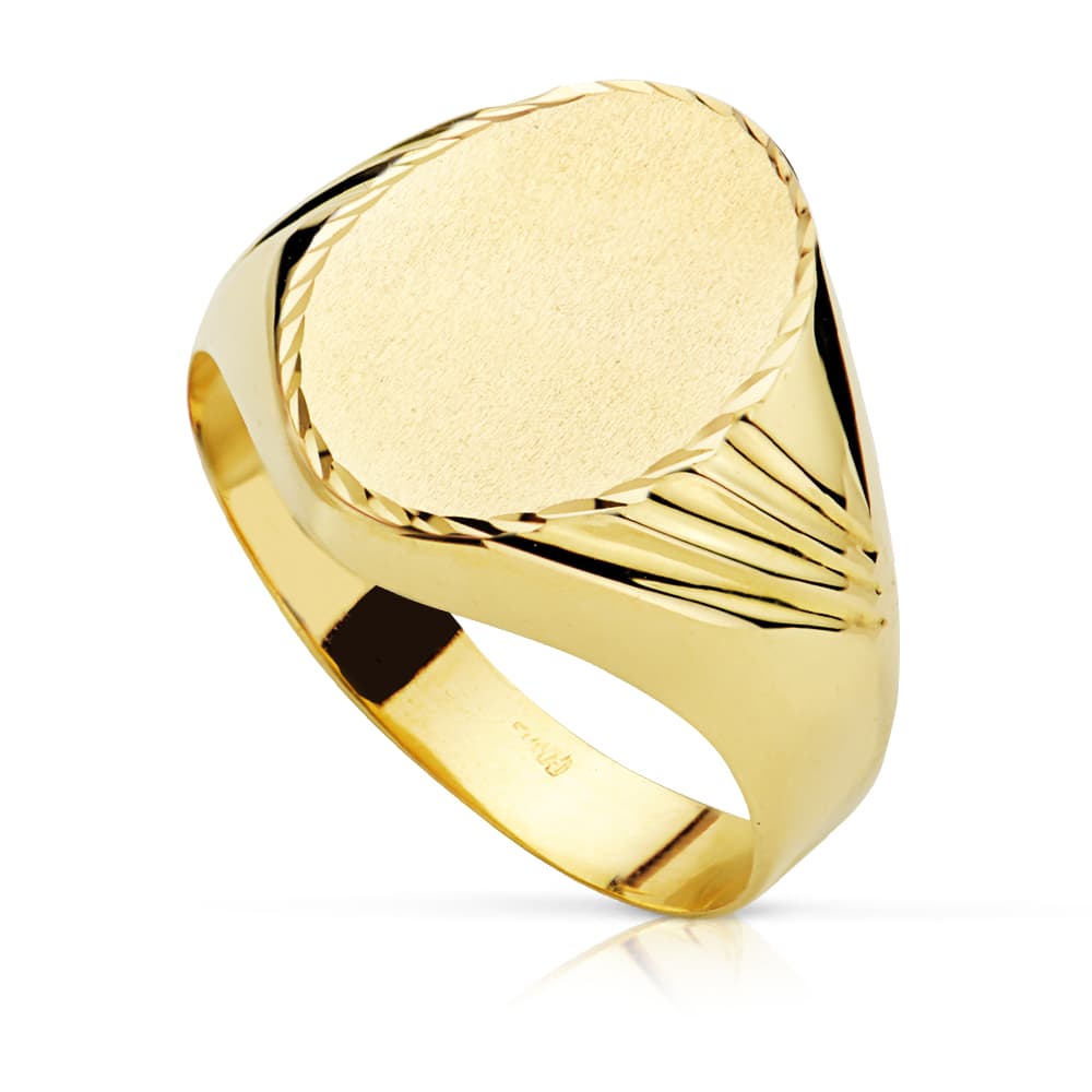 18 K gul guld mænds Oval kæde Ring Dia