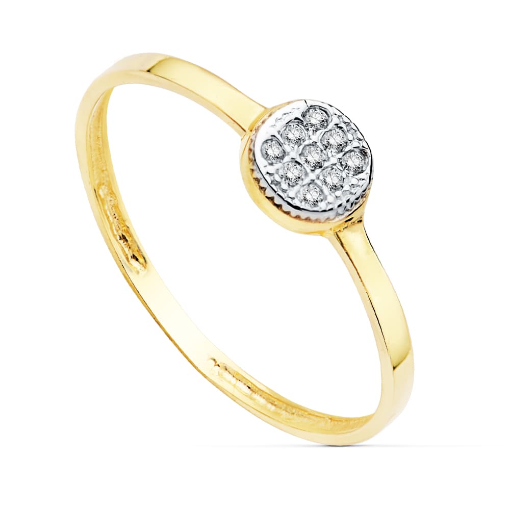 Anillo Oro 18K Circonitas Bicolor 5 mm