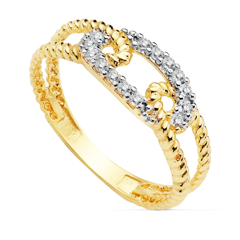 18K Bague en Or Bicolore