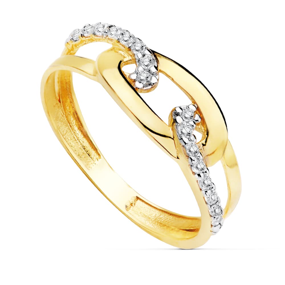 18K Bague en Or Bicolore